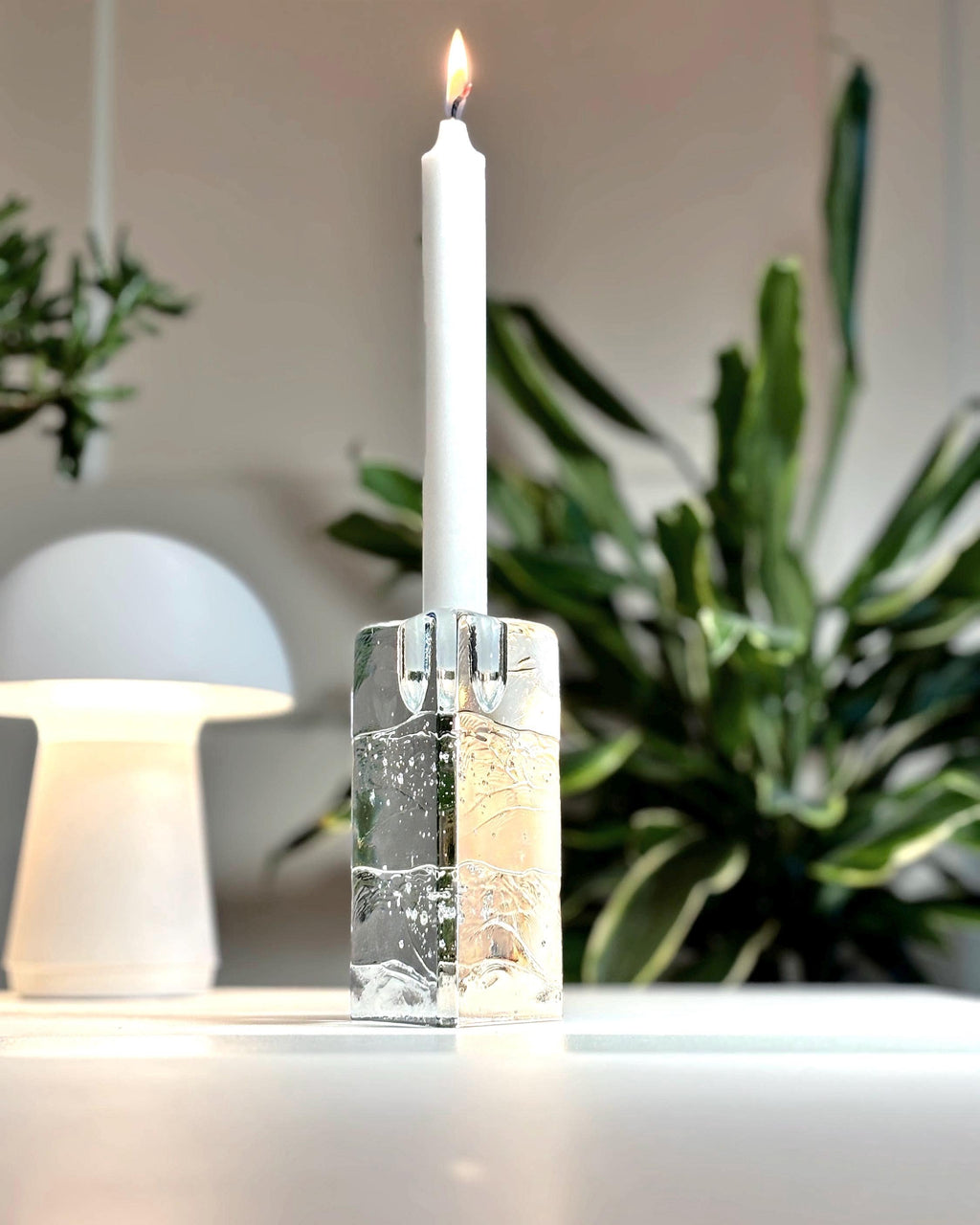 Iittala, Timo Sarpaneva “Arkipelago” Crystal Candle Holder by – Finnish Scandinavian Art Glass