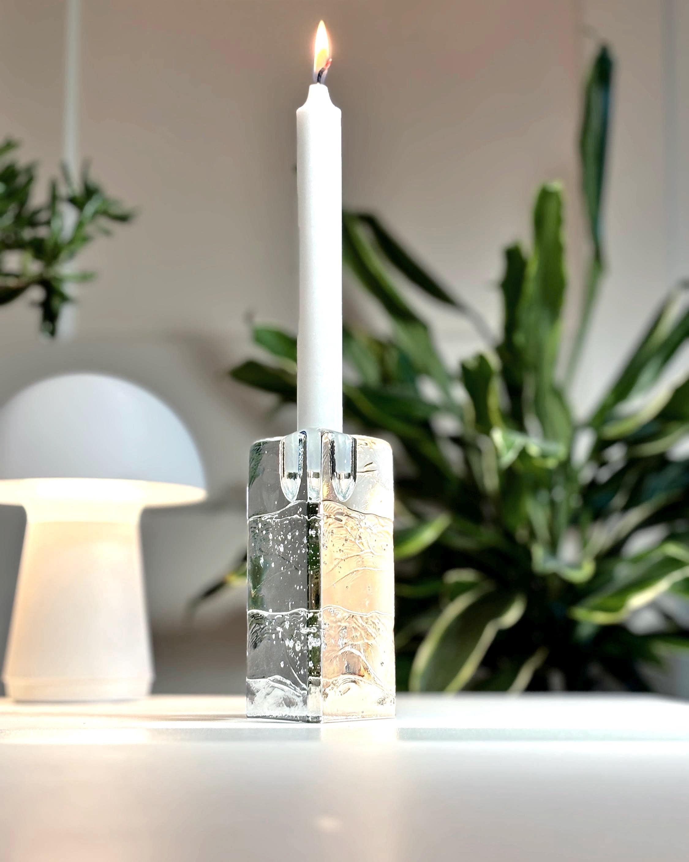 Iittala, Timo Sarpaneva “Arkipelago” Crystal Candle Holder by – Finnish Scandinavian Art Glass