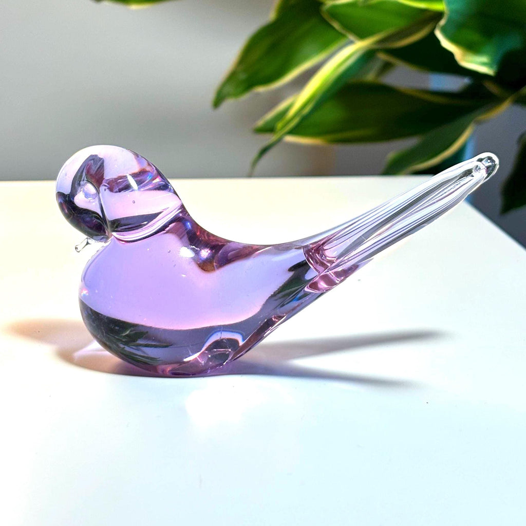 Glashyttan Urshult – Amethyst Purple Glass Sculpture | Swedish Art Glass Bird Figurine