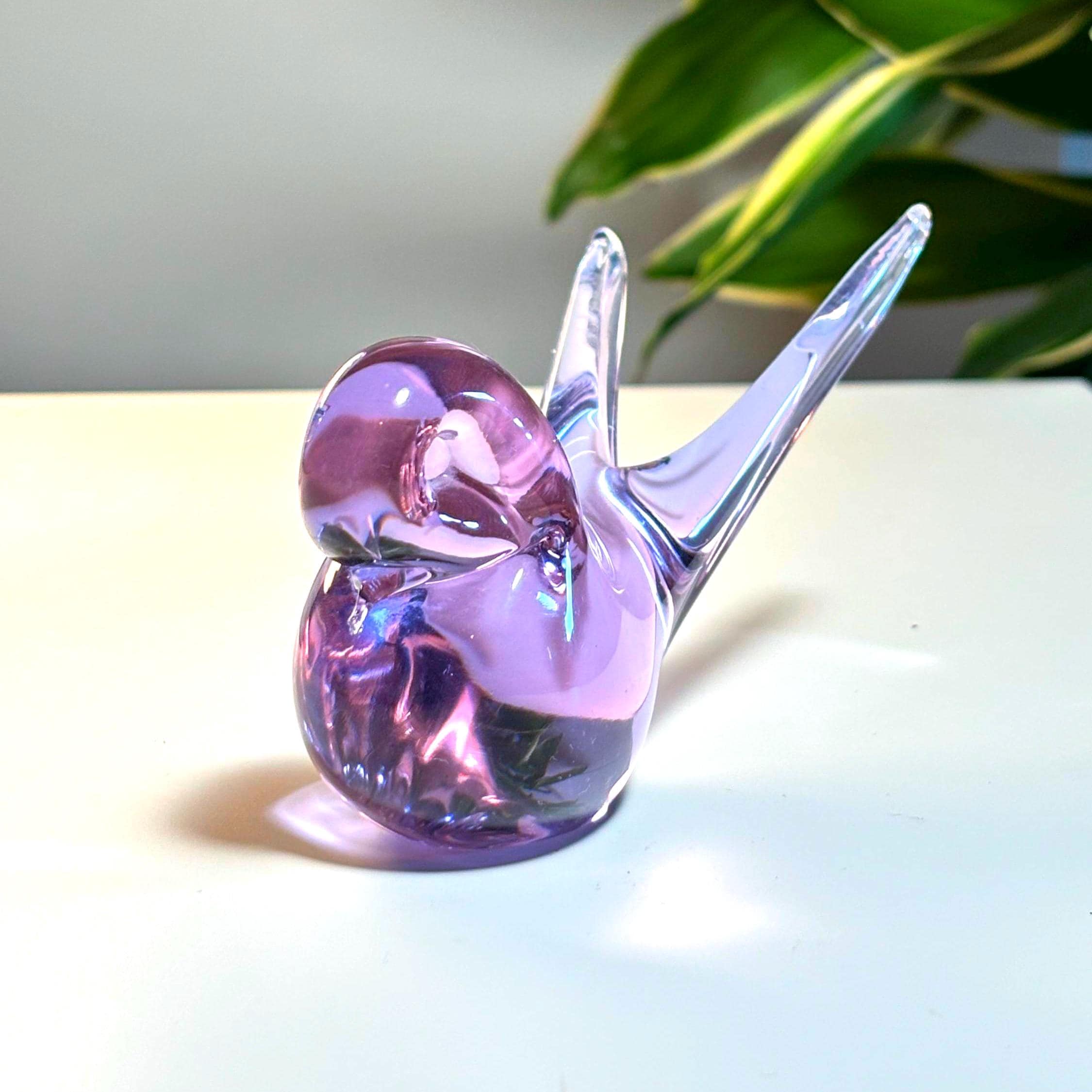 Glashyttan Urshult – Amethyst Purple Glass Sculpture | Swedish Art Glass Bird Figurine
