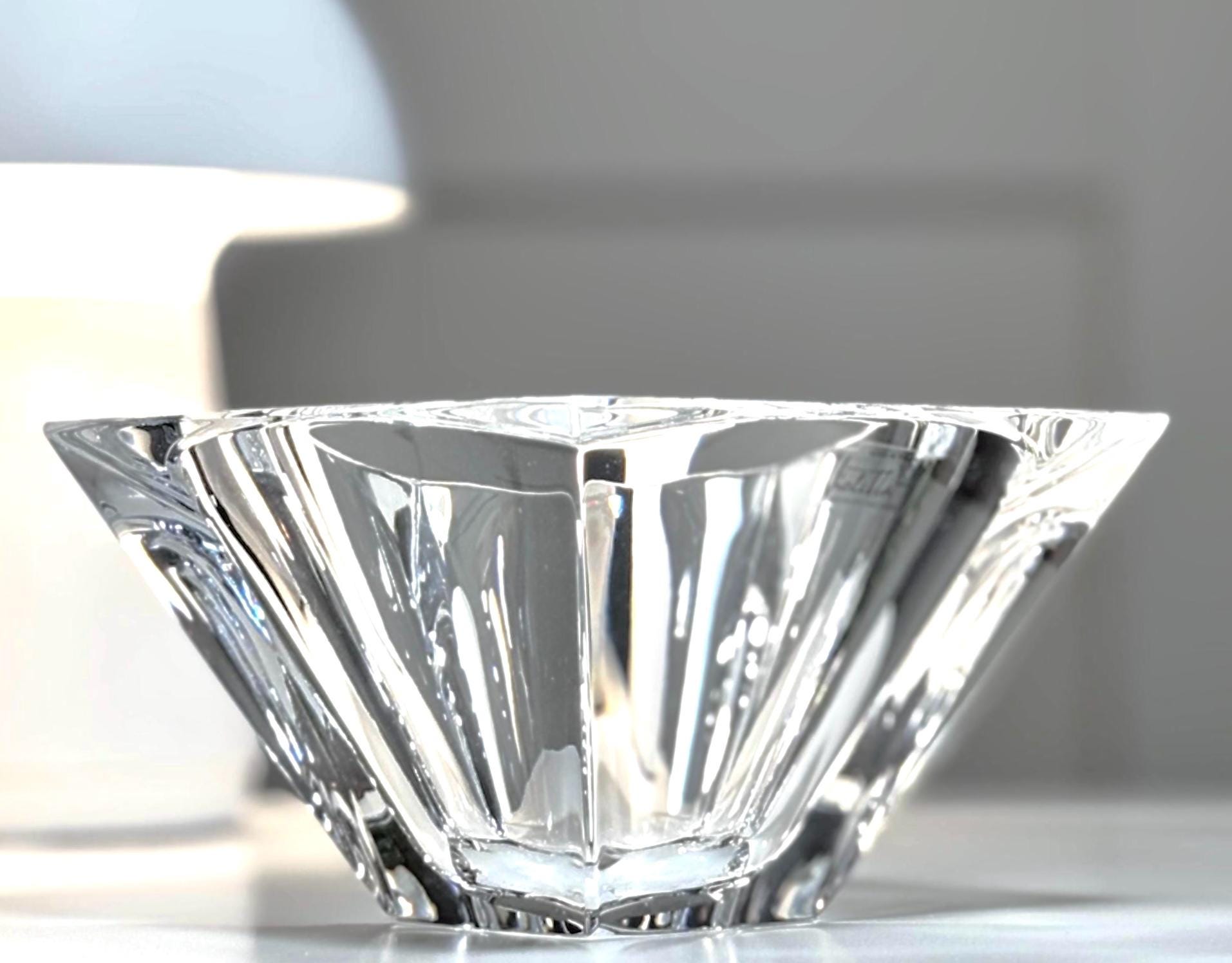 Violetta, Hand Cut Lead Crystal Bowl, Original Sticker Square Design | Polish Glass Art