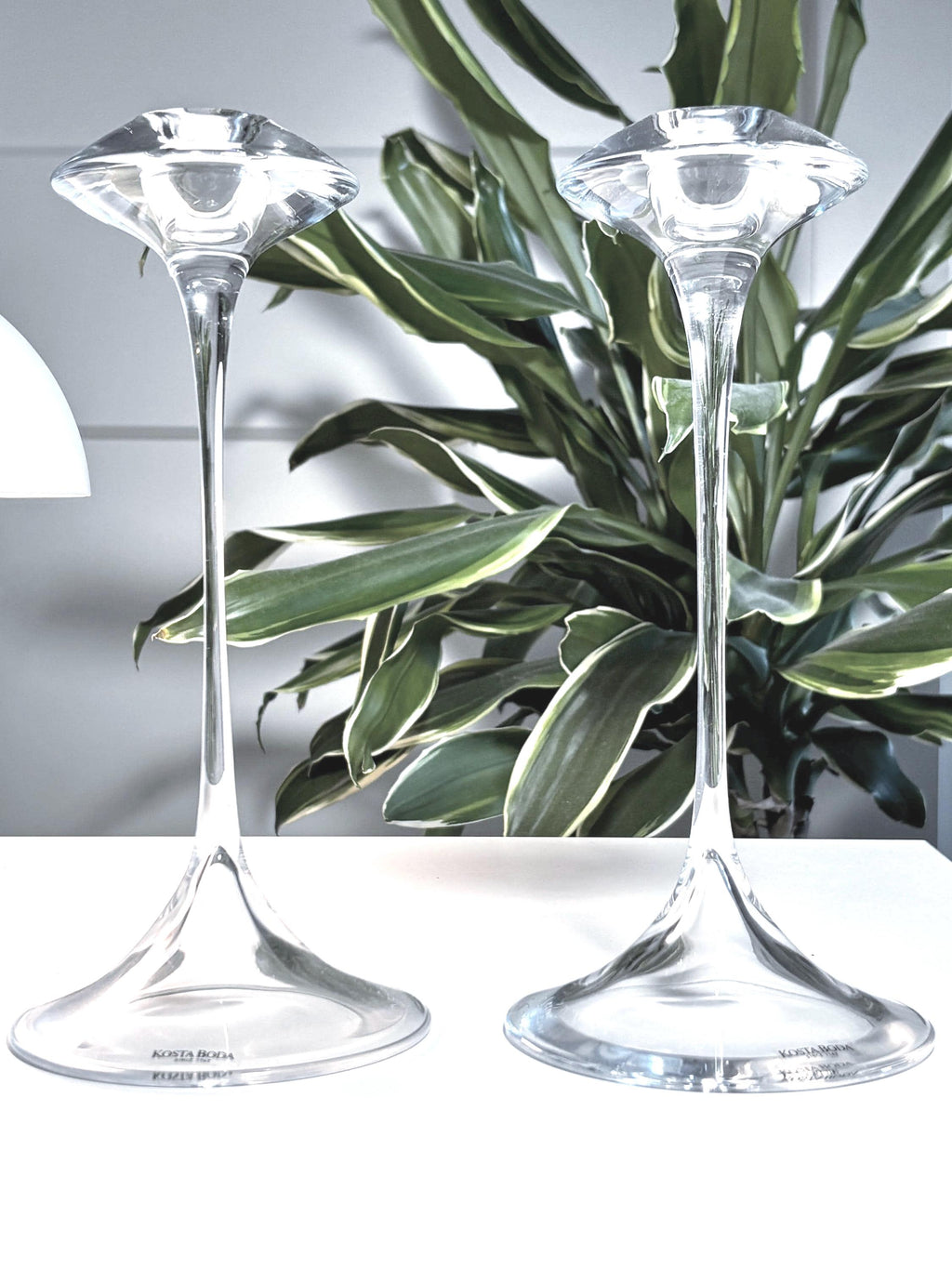 Kosta Boda “Fanfare” Candle Holders Set | Signed Kjell Engman Art Glass