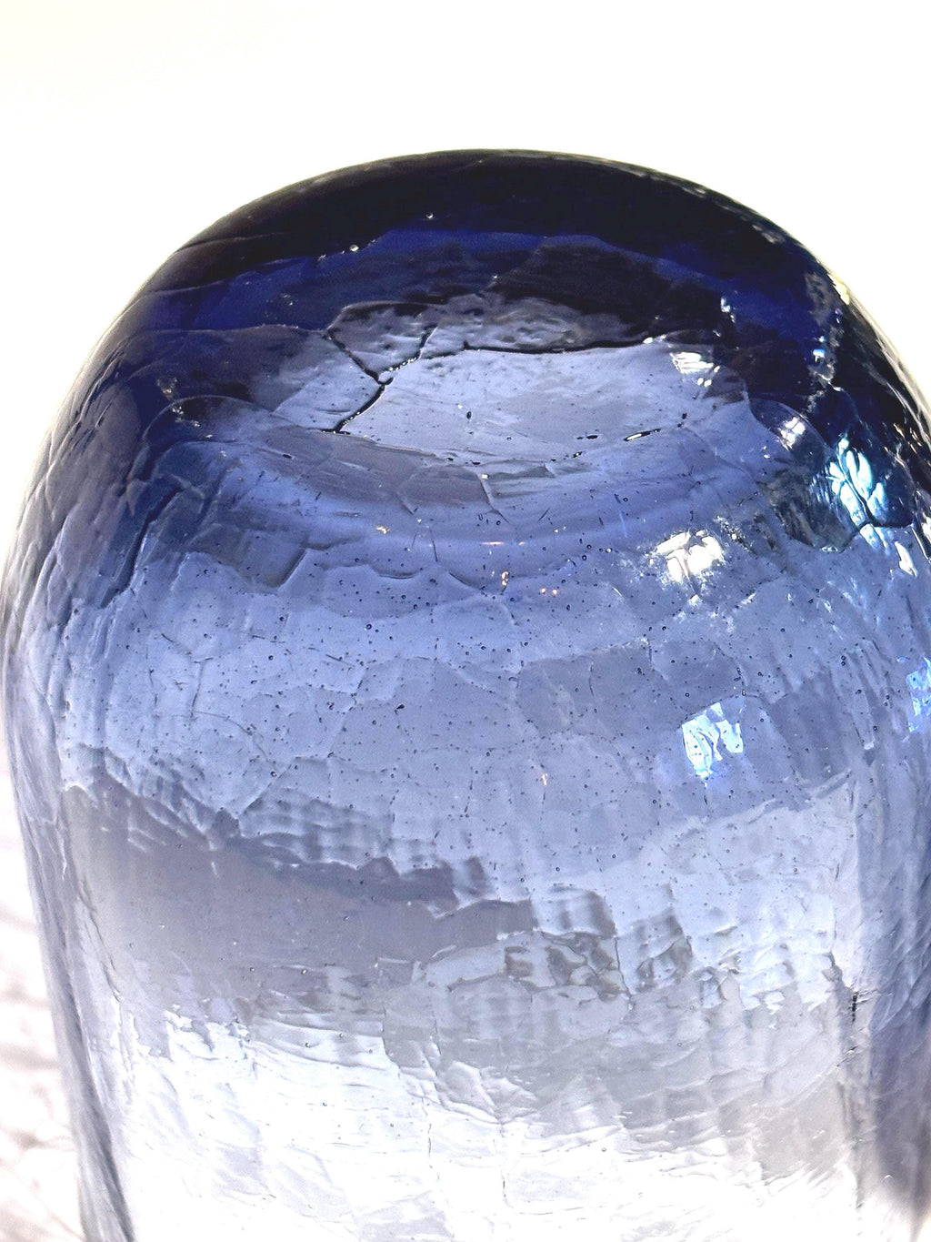 Vintage Scandinavian Crackle Glass Votive Holders | Amethyst Blue Ombre Nordic Art Glass Pair
