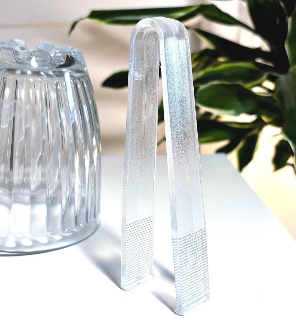 Riihimäen Lasi Ice Bucket with Acrylic Tongs | Vintage Finnish Glass Barware | Mid Century