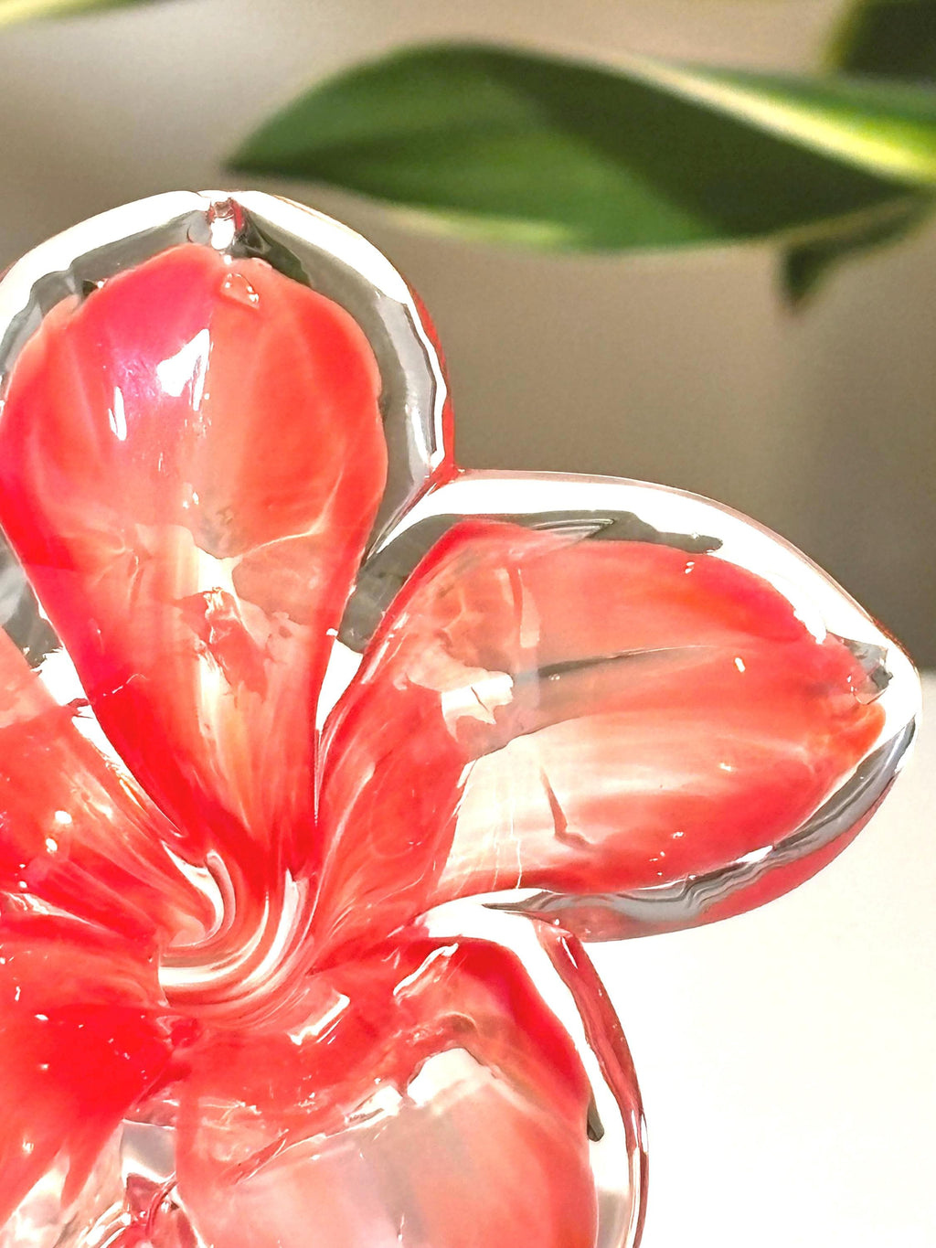 Murano Glass Flower Sculpture, Red Floral | Handblown Italian Artistry