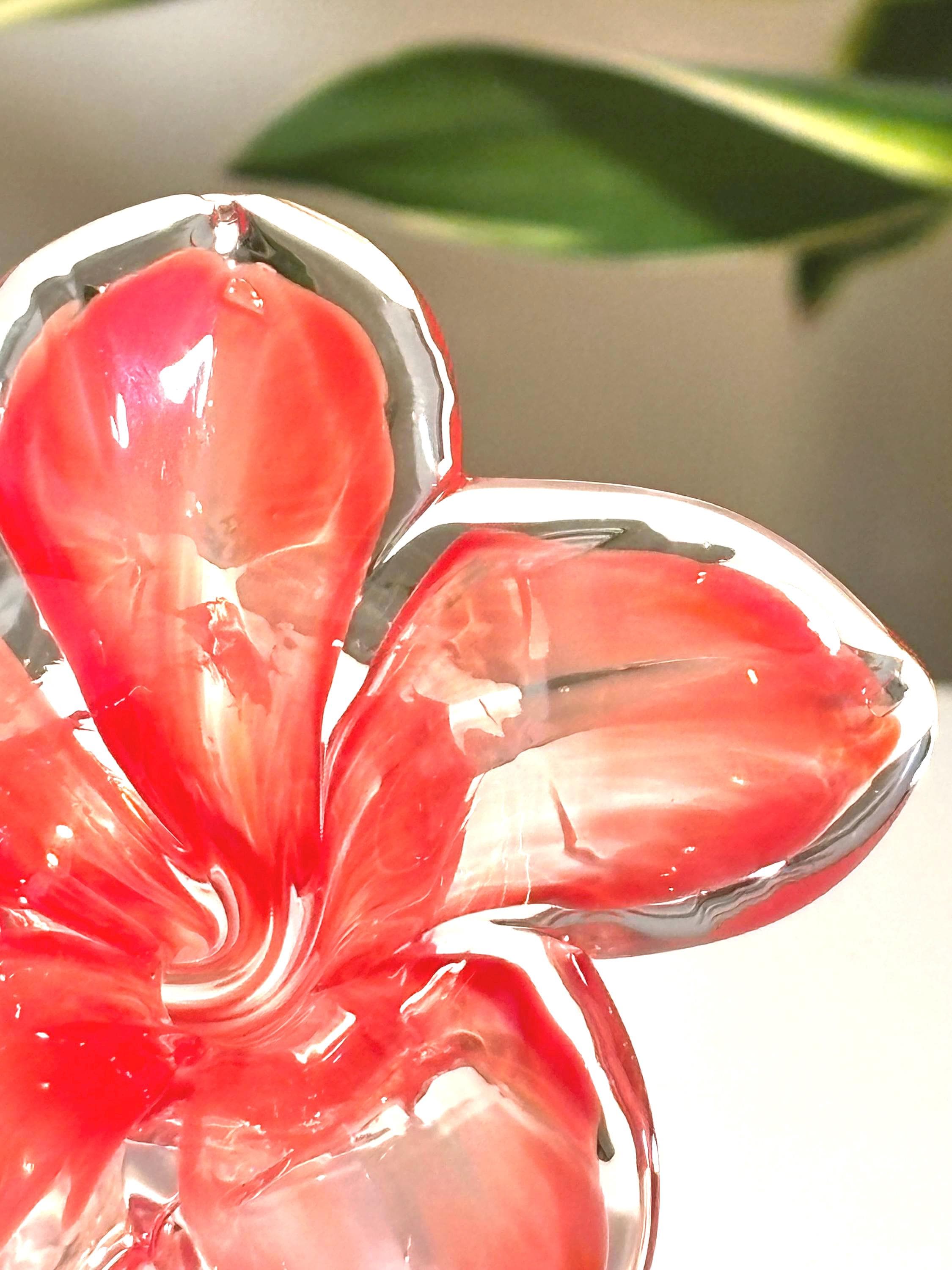 Murano Glass Flower Sculpture, Red Floral | Handblown Italian Artistry