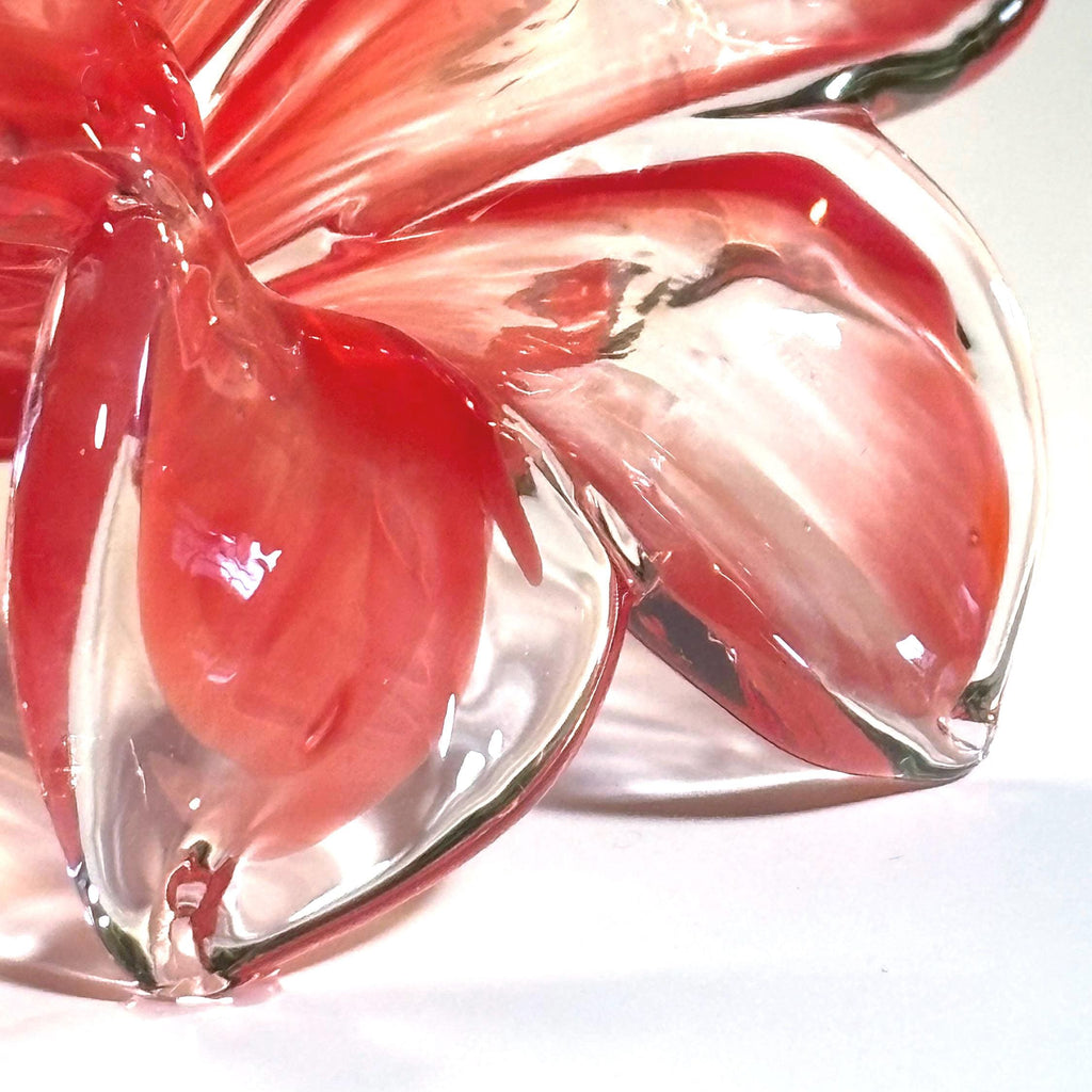 Murano Glass Flower Sculpture, Red Floral | Handblown Italian Artistry