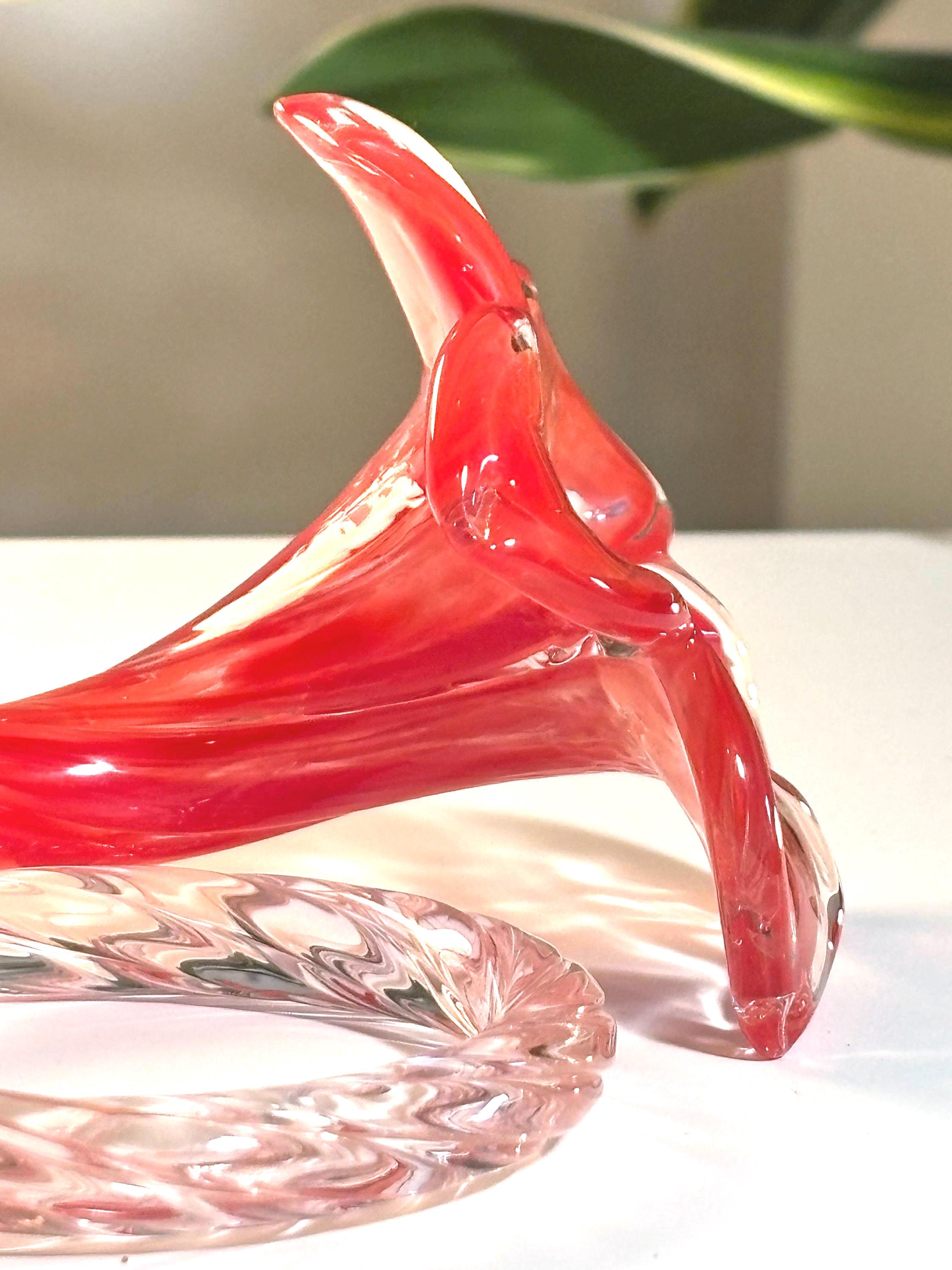 Murano Glass Flower Sculpture, Red Floral | Handblown Italian Artistry