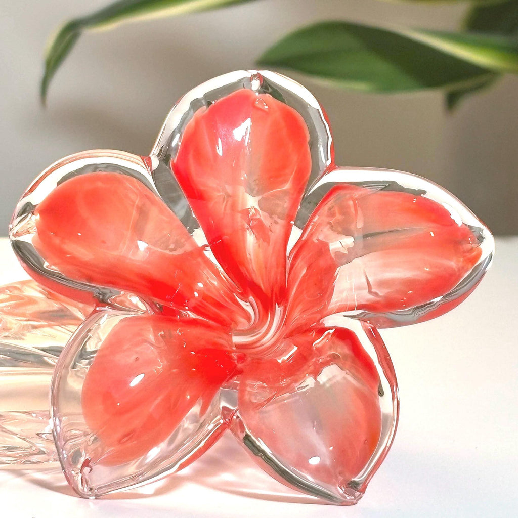 Murano Glass Flower Sculpture, Red Floral | Handblown Italian Artistry