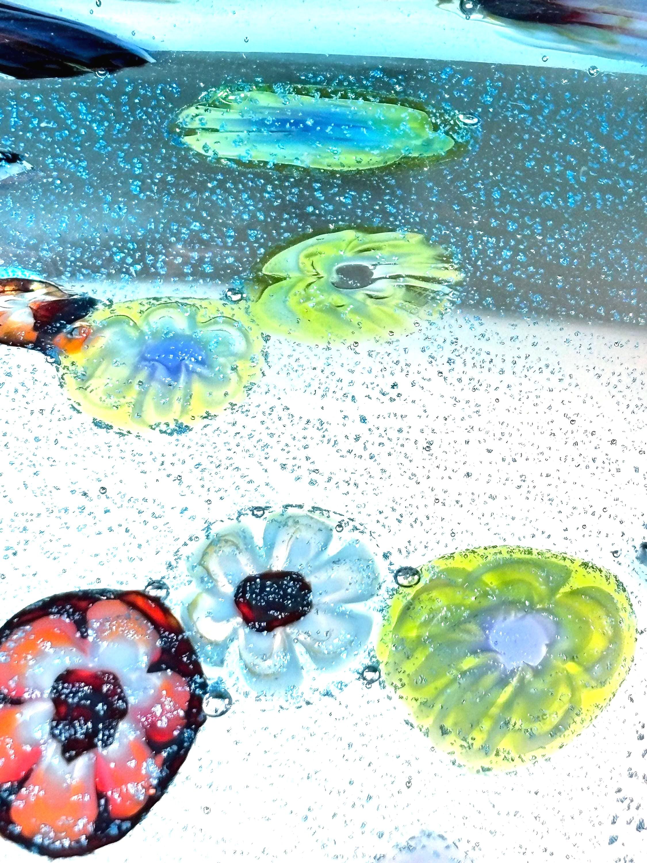 Murano Millefiori Art Glass Bowl | Silver Aventurine Hand-Blown Venetian Centerpiece 6.1