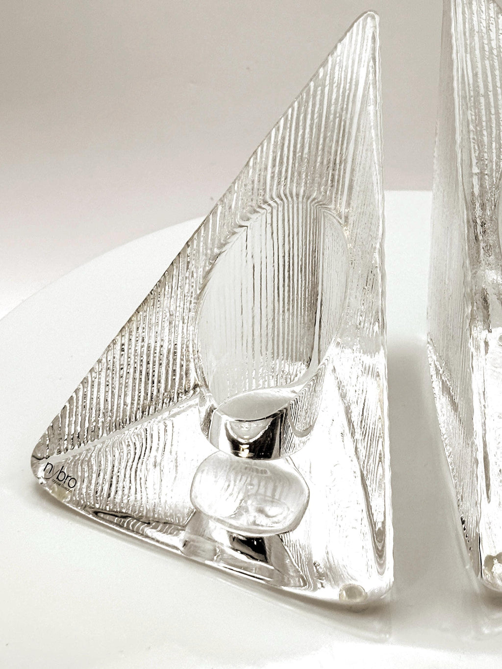 NBRO, Sweden. Scandinavian Crystal Candle Holders  Sculptural Design