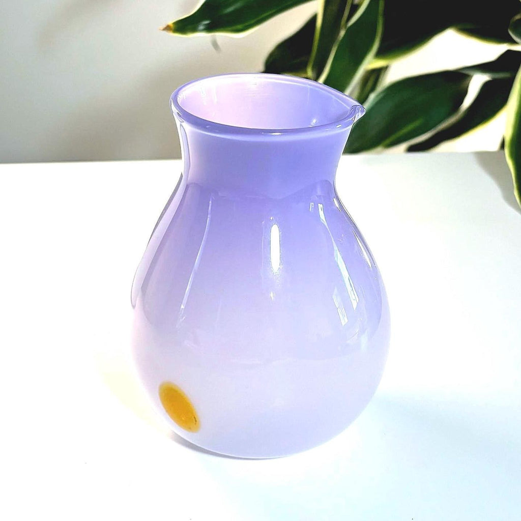 Signed Glassmejden Swedish Art Glass Pitcher – Lavender Purple Studio Vase