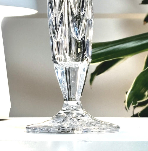 Bohemian Cut Crystal Bud Vase, Tall Geometric Floral Decoration 24cm