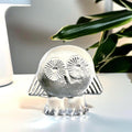 Lisa Larson Crystal Owl Figurine, Royal Krona Sweden, Scandinavian Glass Sculpture, Mid Century Modern