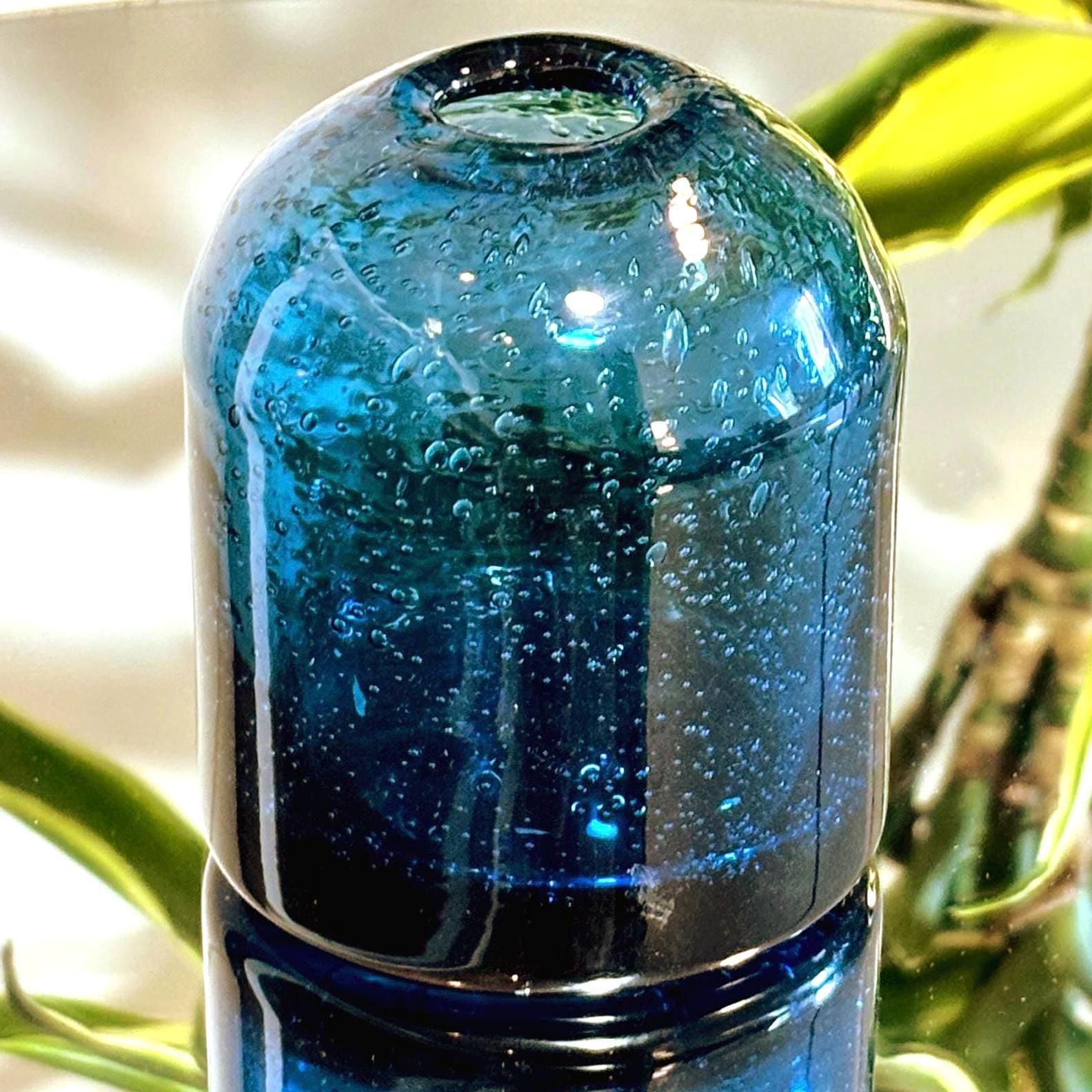 Kosta Boda, Vintage Erik Höglund Blue Bubble Glass Bud vase | Scandinavian Art Glass