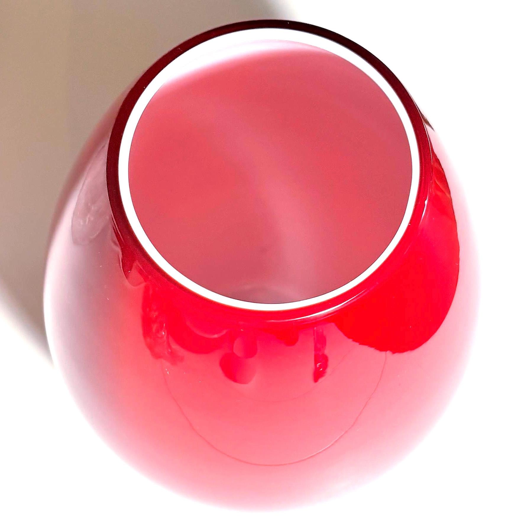 Holmegaard Red Art Glass Vase | Michael Bang Danish Modern Scandinavian Design