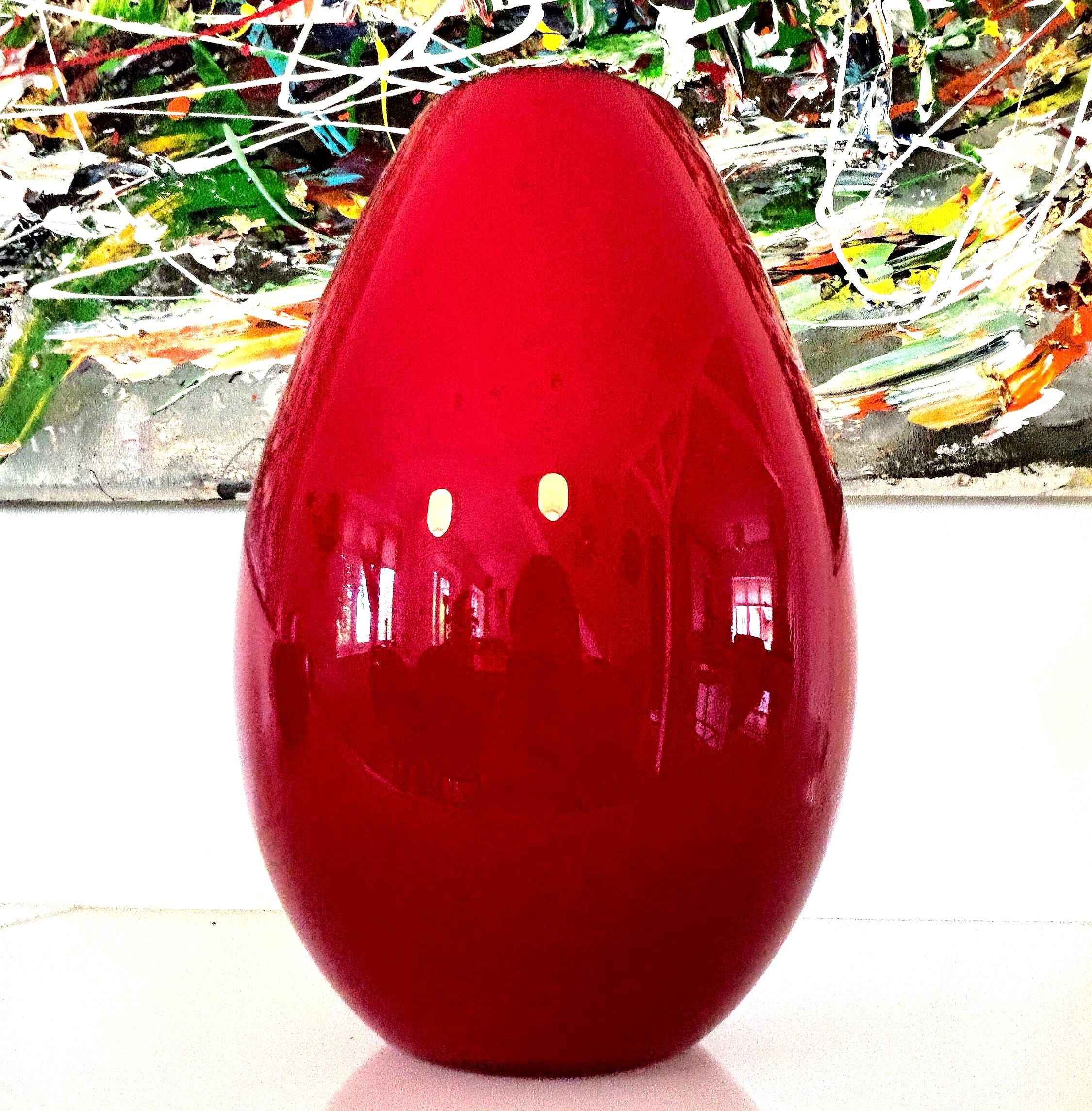 Holmegaard Red Art Glass Vase | Michael Bang Danish Modern Scandinavian Design
