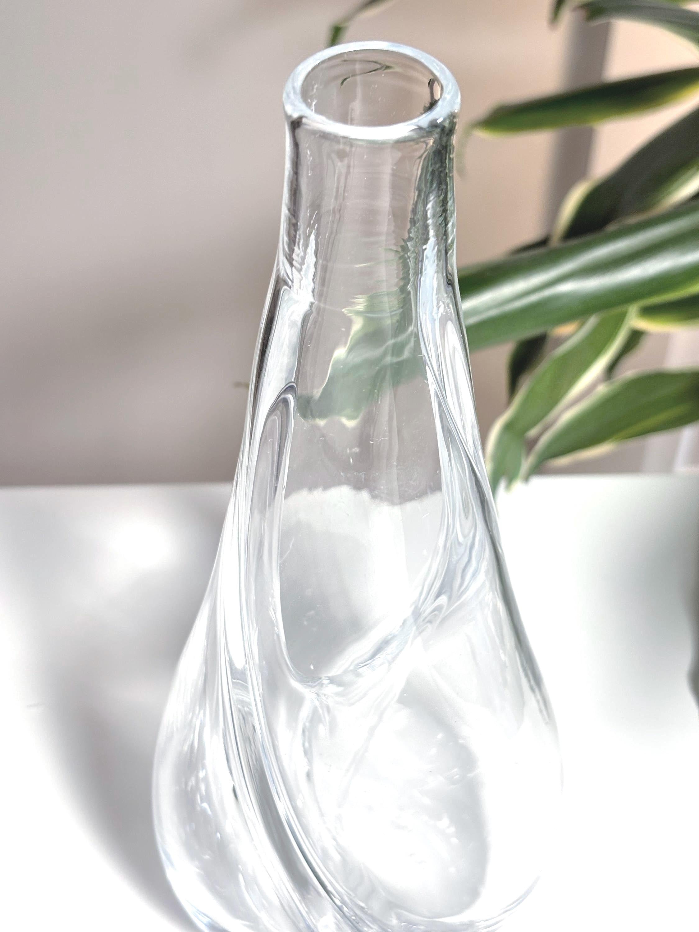 Signed Scandinavian Art Glass Vase | Hand-Blown Triple Bud Nordic Sculpture