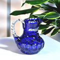 Cobalt Blue Lead Crystal Pitcher | Pinwheel Cut Bohemian Glass Jug