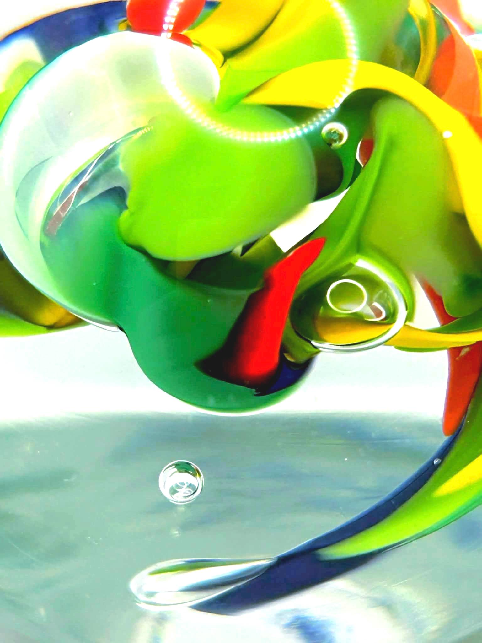 McBlow, Signed European Paperweight. Swirl multicoloured | Handmade Colorful Glass Sphere 6 cm