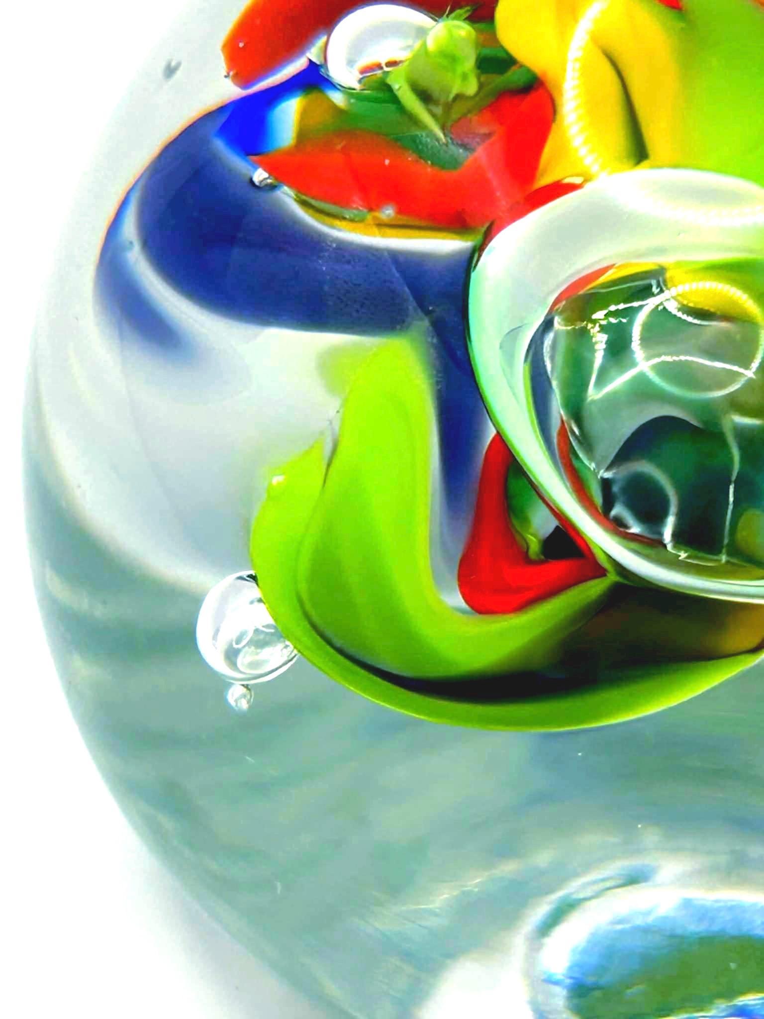McBlow, Signed European Paperweight. Swirl multicoloured | Handmade Colorful Glass Sphere 6 cm