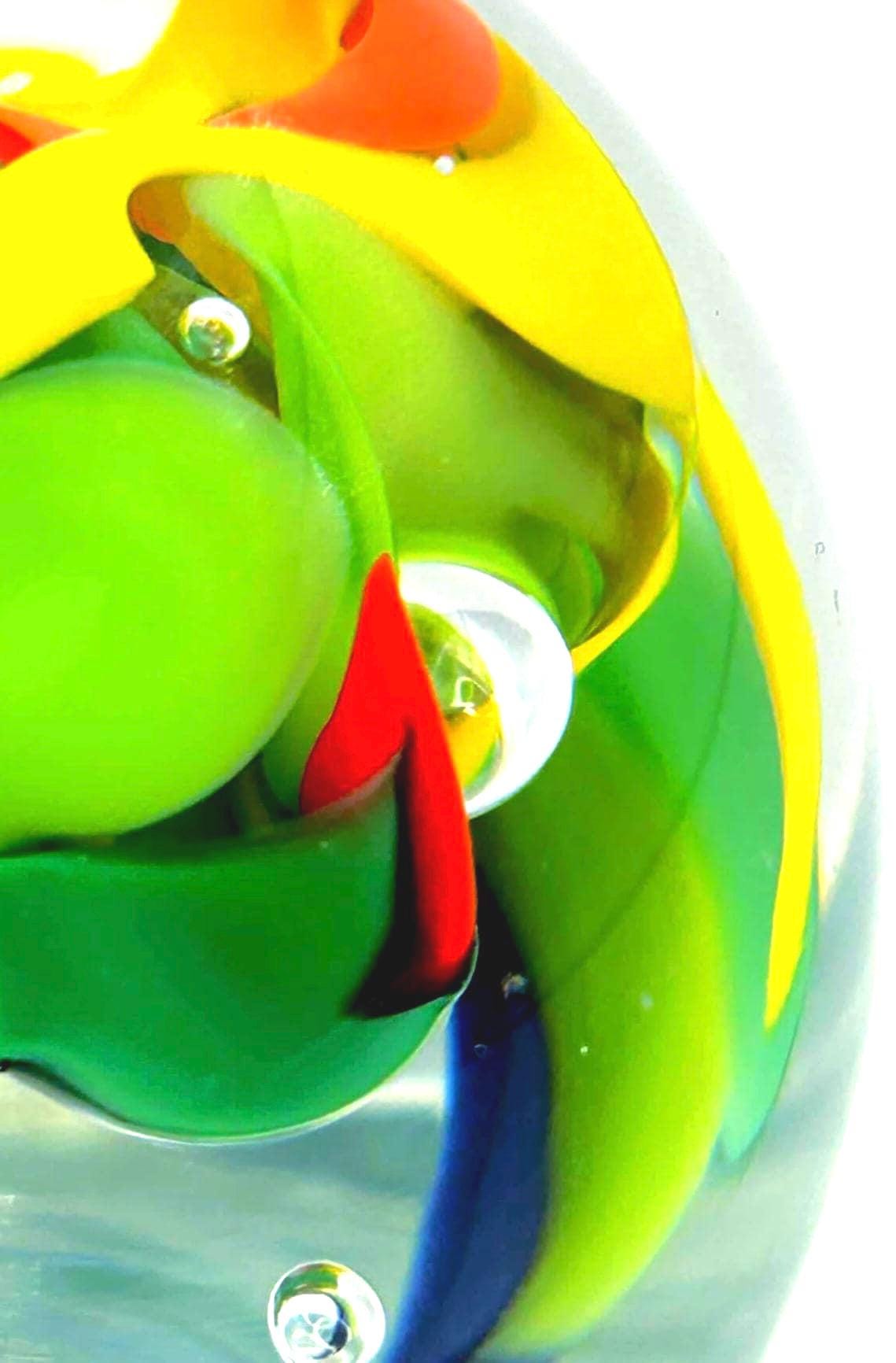 McBlow, Signed European Paperweight. Swirl multicoloured | Handmade Colorful Glass Sphere 6 cm