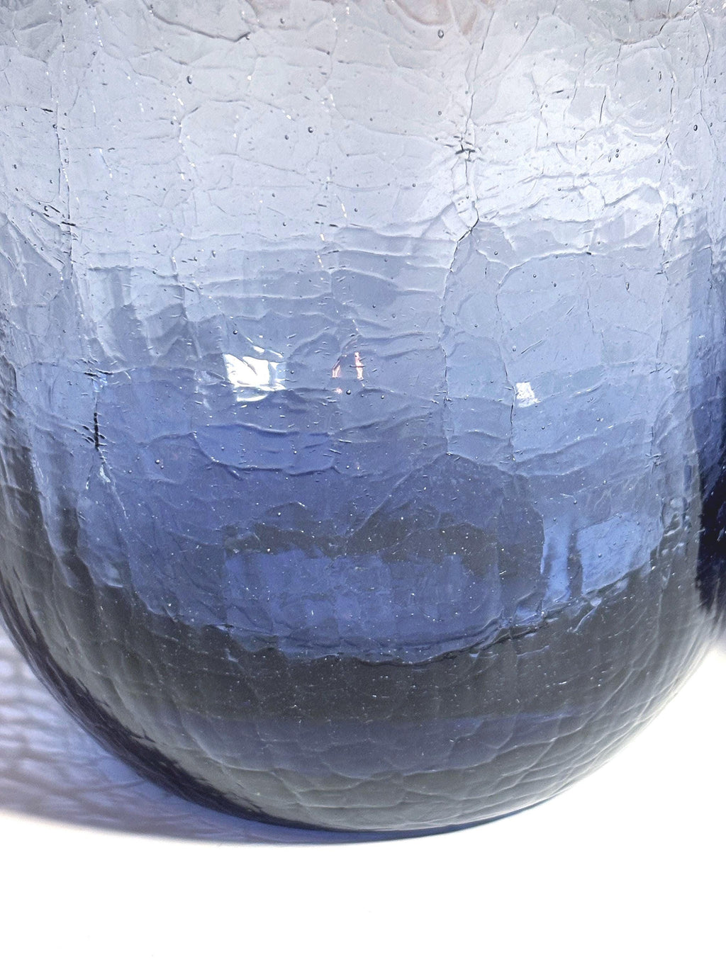 Vintage Scandinavian Crackle Glass Votive Holders | Amethyst Blue Ombre Nordic Art Glass Pair