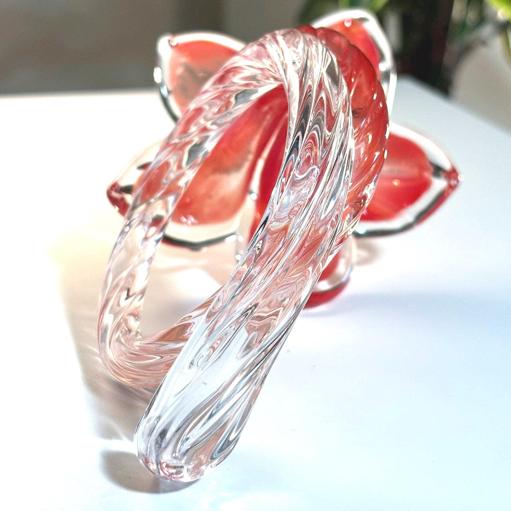 Murano Glass Flower Sculpture, Red Floral | Handblown Italian Artistry