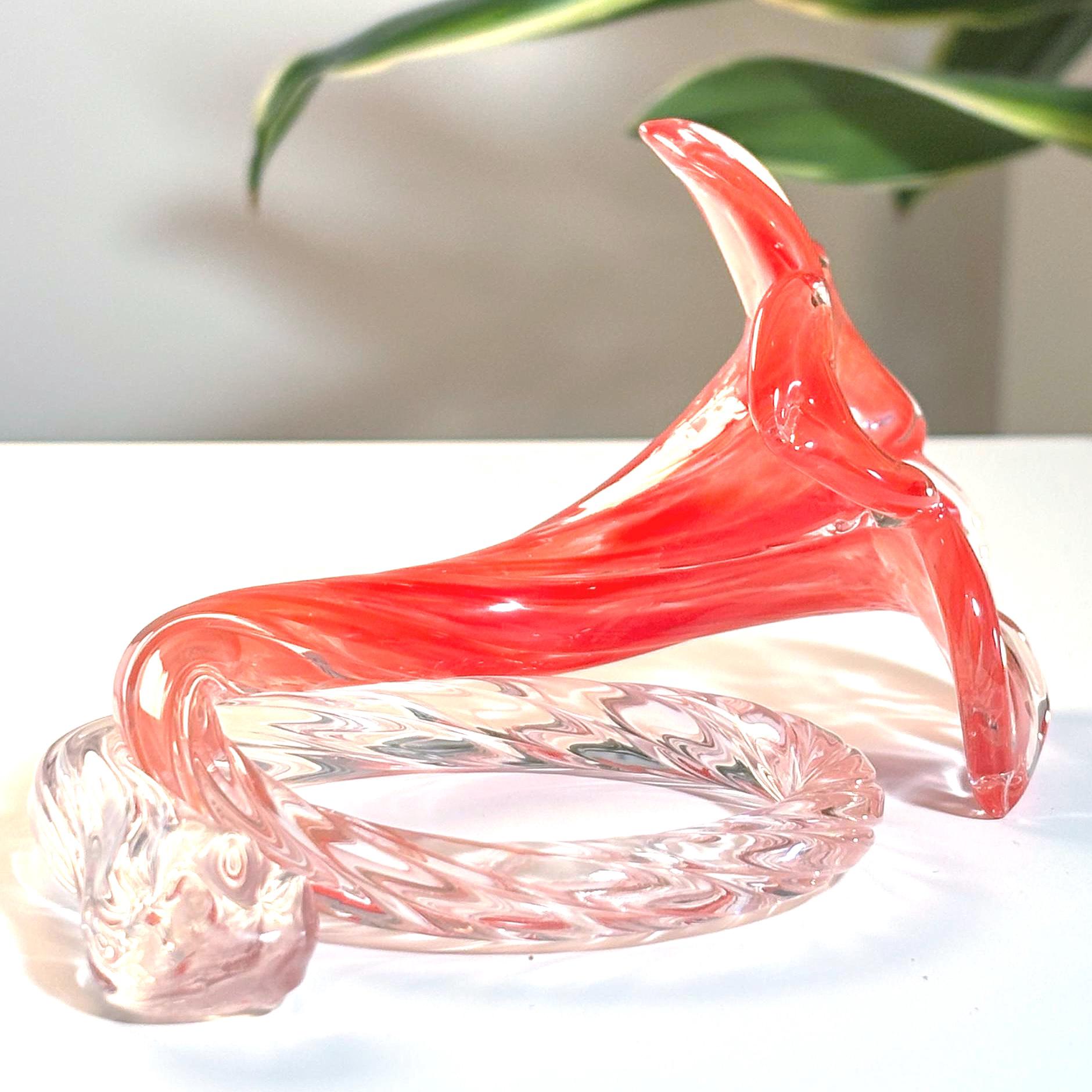 Murano Glass Flower Sculpture, Red Floral | Handblown Italian Artistry