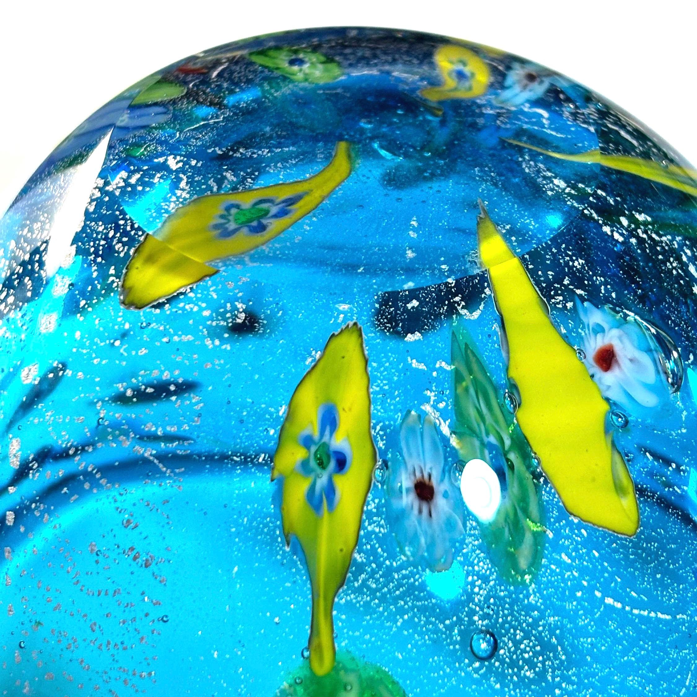 Murano Millefiori Art Glass Bowl | Silver Aventurine Hand-Blown Venetian Centerpiece 6.1