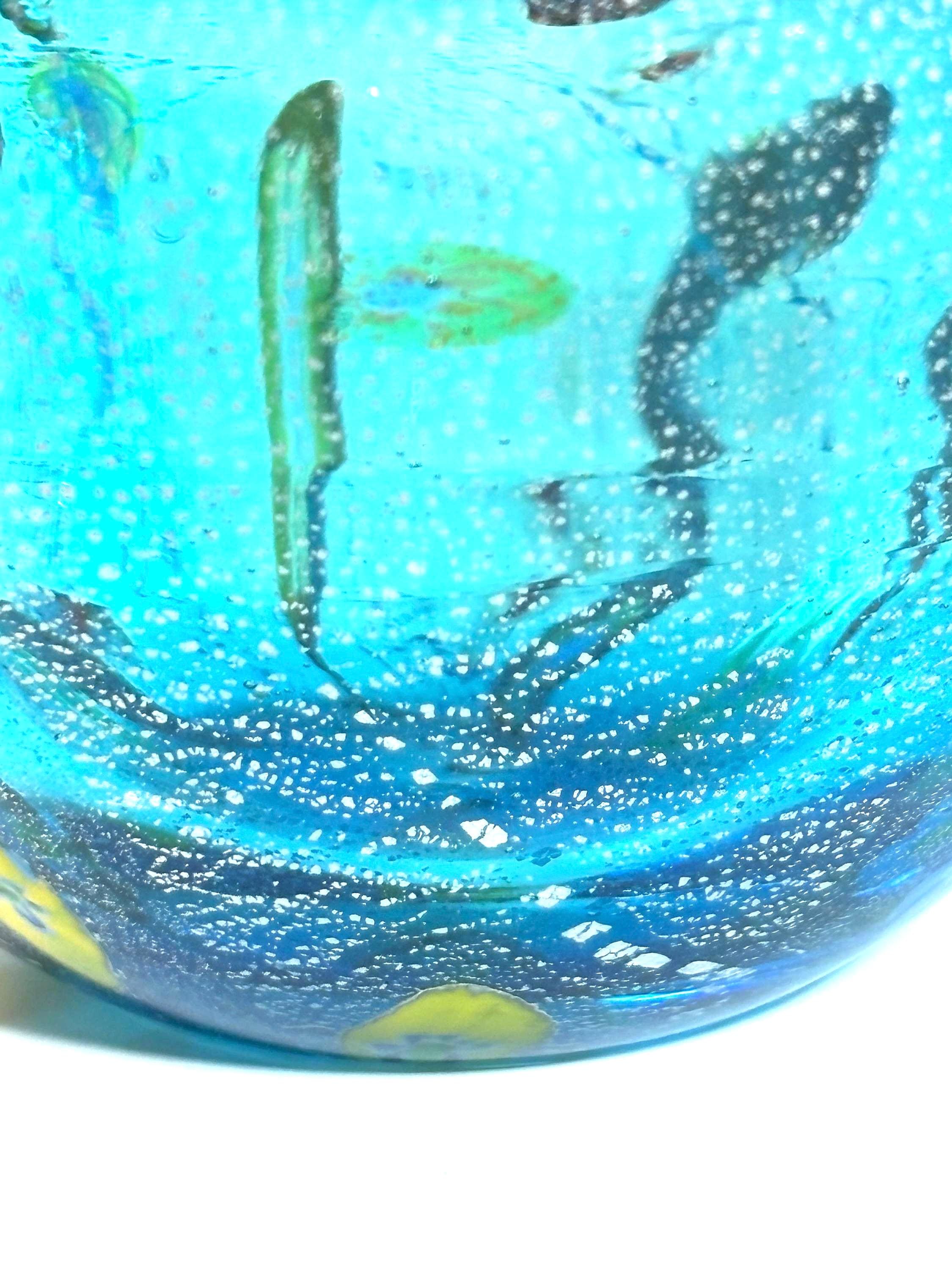 Murano Millefiori Art Glass Bowl | Silver Aventurine Hand-Blown Venetian Centerpiece 6.1