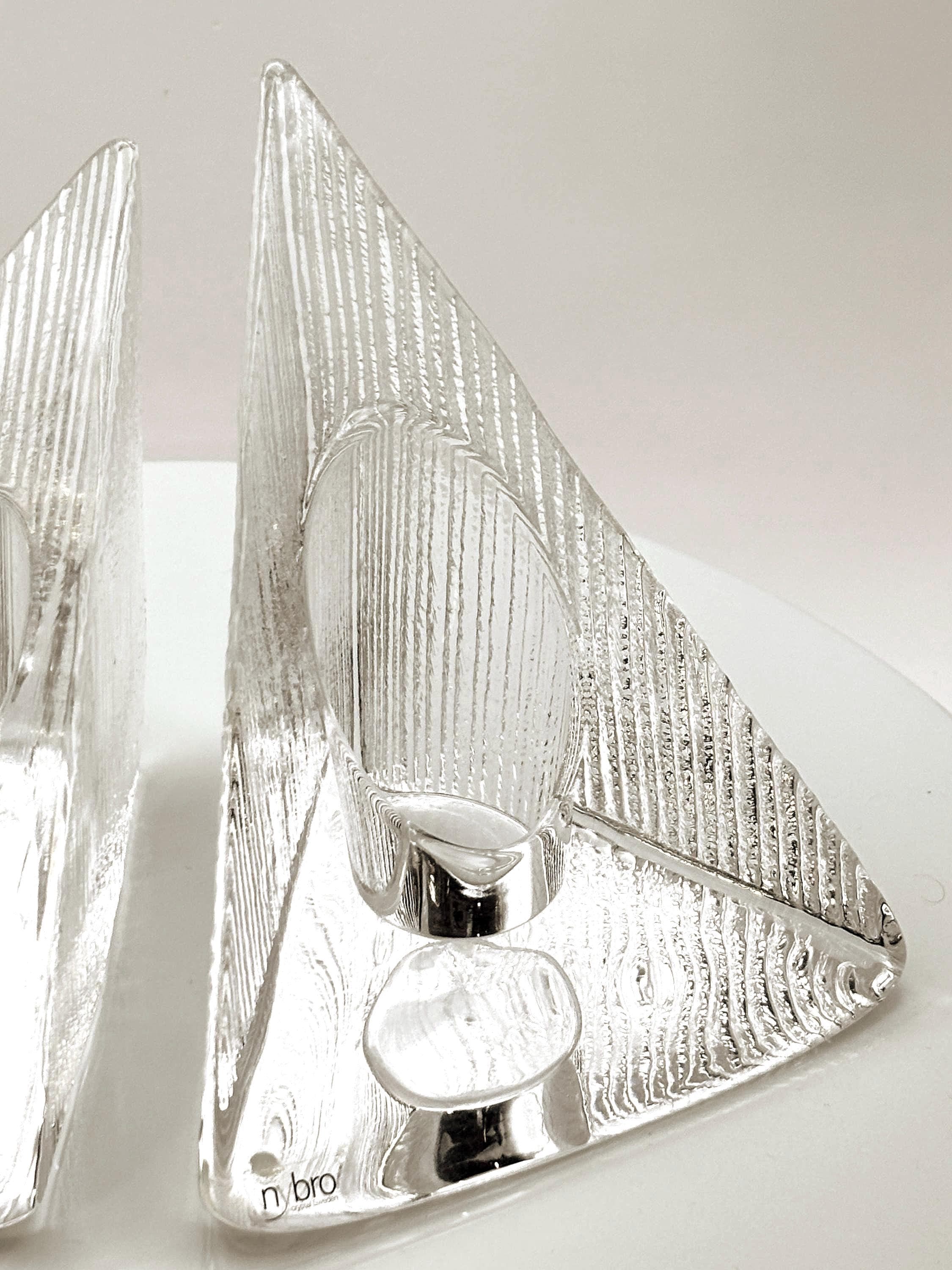 NBRO, Sweden. Scandinavian Crystal Candle Holders  Sculptural Design